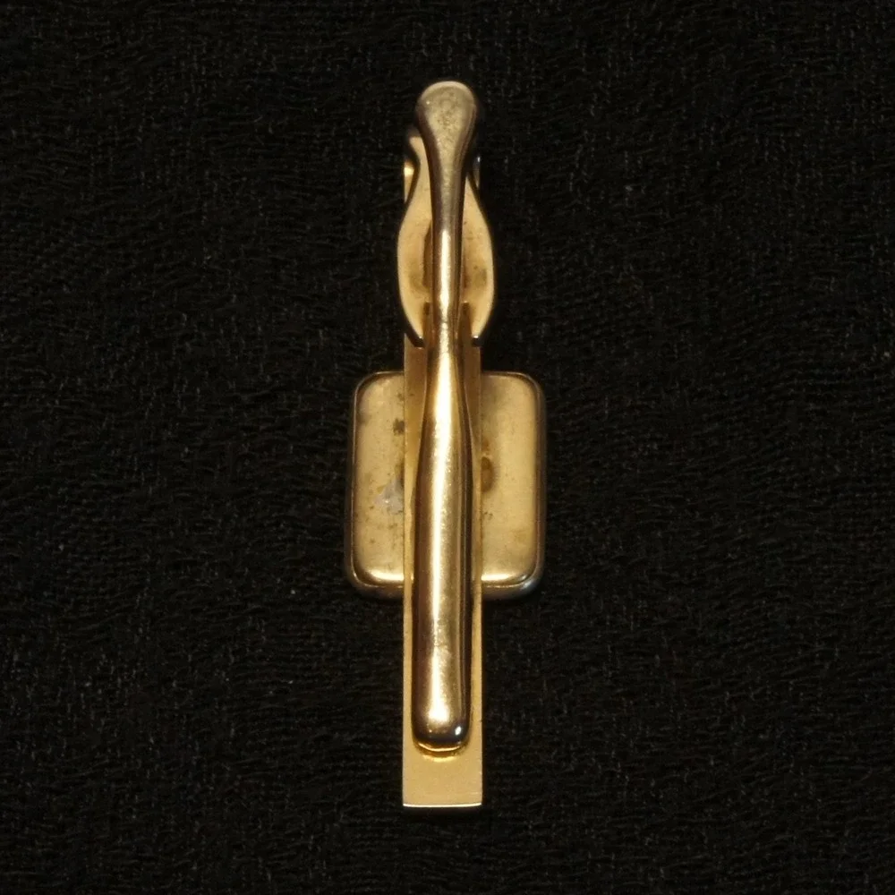 Vintage Sailboat Tie Clip Gold Tone Nautical Tie Bar Mother‎ of Pearl Inlay